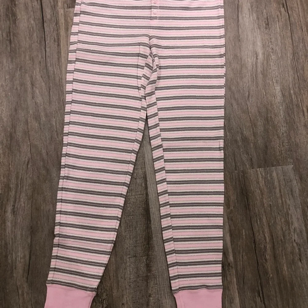 Victoria Secret 2 Piece Pink, White and Silver Pajama Set Size Small - Picture 3 of 7